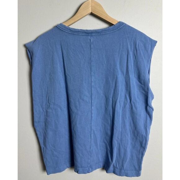 Aerie Periwinkle Oversized Muscle Tee Raw Hem Neckline Boxy Lightweight Size XS - Picture 3 of 6